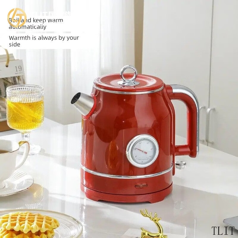 TLIT German imported quality red retro kettle electric kettle household antique stainless steel kettle large capacity Mercedes-Benz electric kettle丨Red 1ml