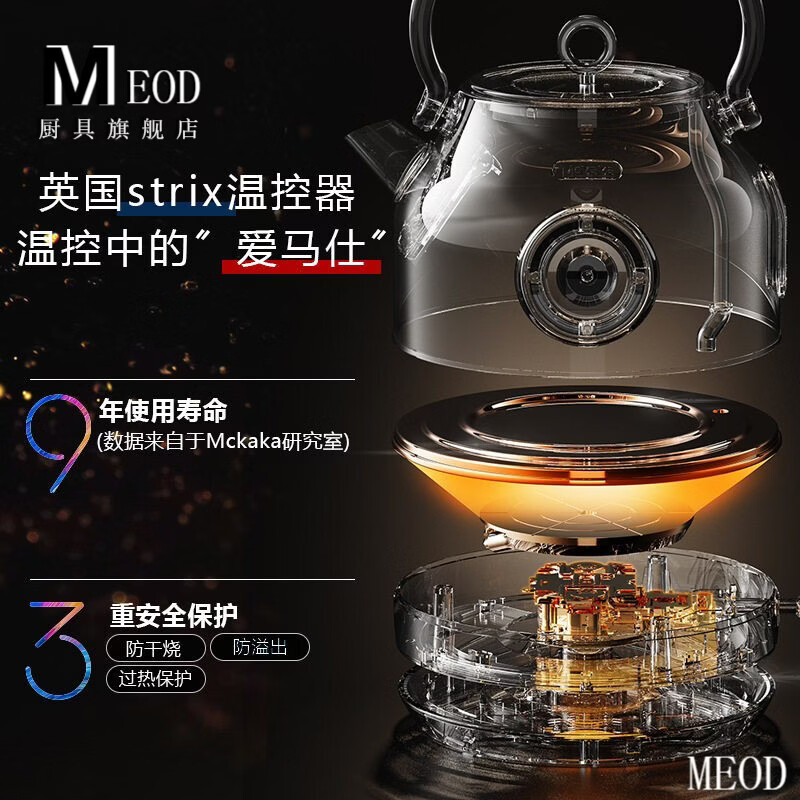 MEOD British imported retro kettle household electric kettle automatic power off kettle 304 stainless steel quick boiling kettle milky white kettle 21ml