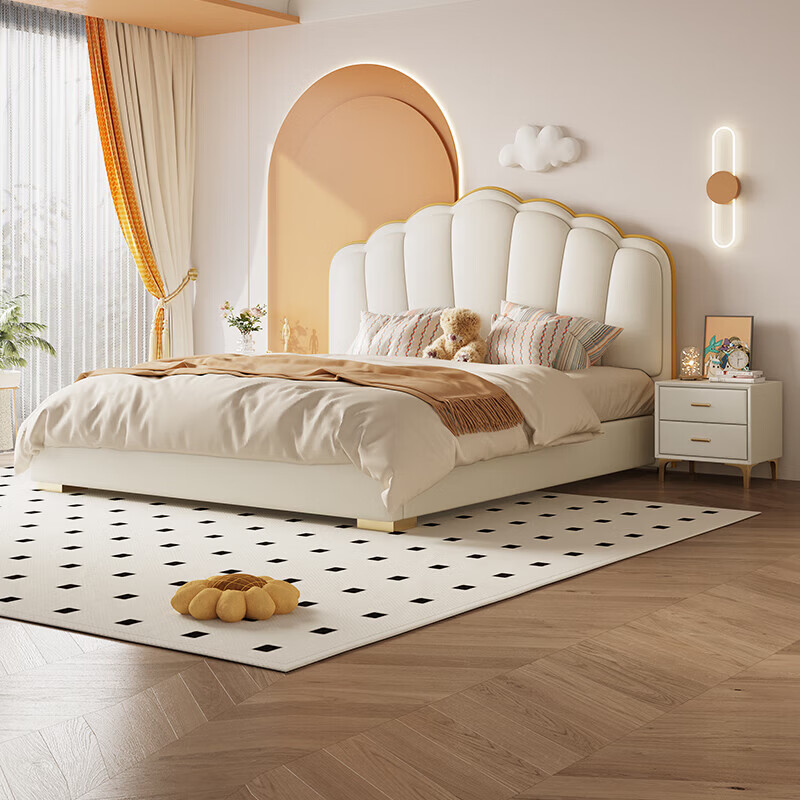 Songxian bed double bed 1.5m x 2m modern simple shell soft bed master bedroom large bed storage bed #815-11