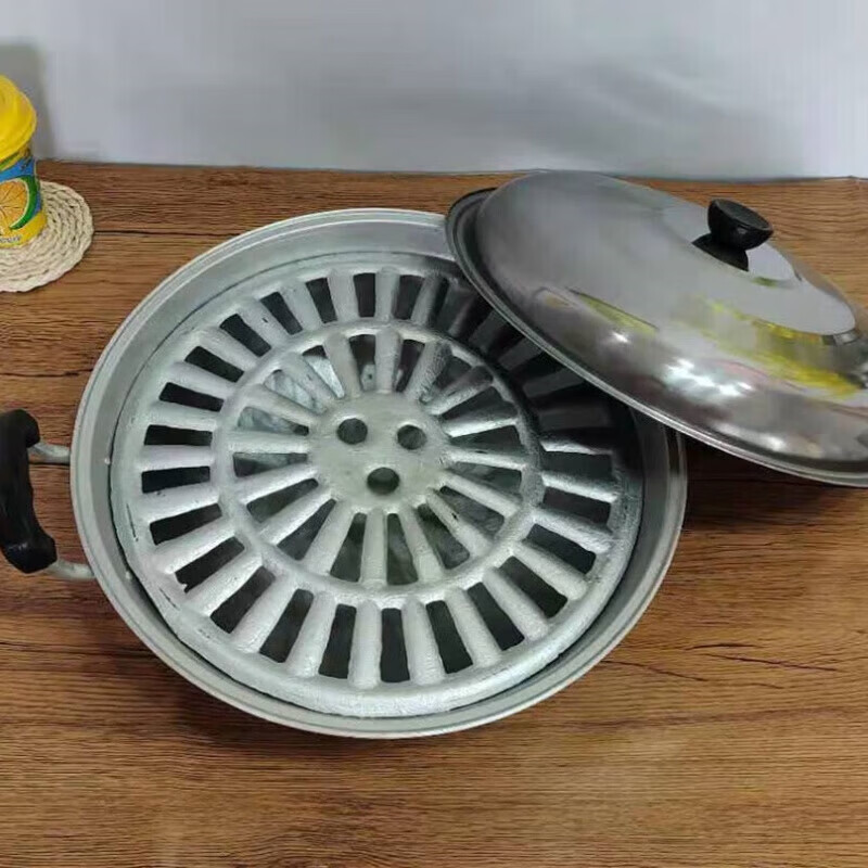 Tuojin old-fashioned hand-made pure aluminum pot household double-ear wok aluminum soup pot steamer Lu wok chef commercial 3 34 cm thickened version 2.2 catties 34cm stainless steel pot lid plus pure aluminum steaming sheet
