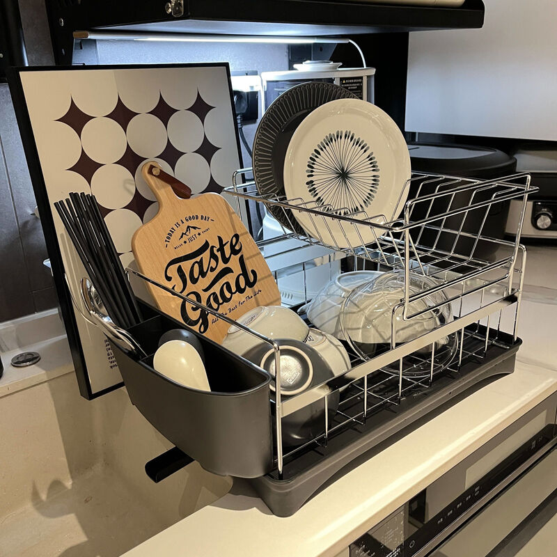 Youlinluo drain basket silver bowl rack double layer silver double layer rack + black chassis