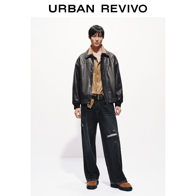 UR2026 Spring New Men's Trendy Retro PU Three-dimensional Letter Jacket UUV160002