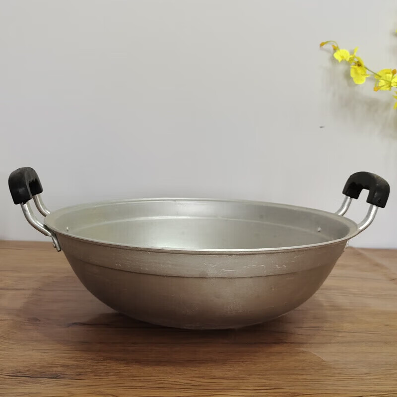 Tuojin old-fashioned hand-made pure aluminum pot household double-ear wok aluminum soup pot steamer Lu wok chef commercial 3 34 cm thickened version 2.2 catties 34cm stainless steel pot lid plus pure aluminum steaming sheet