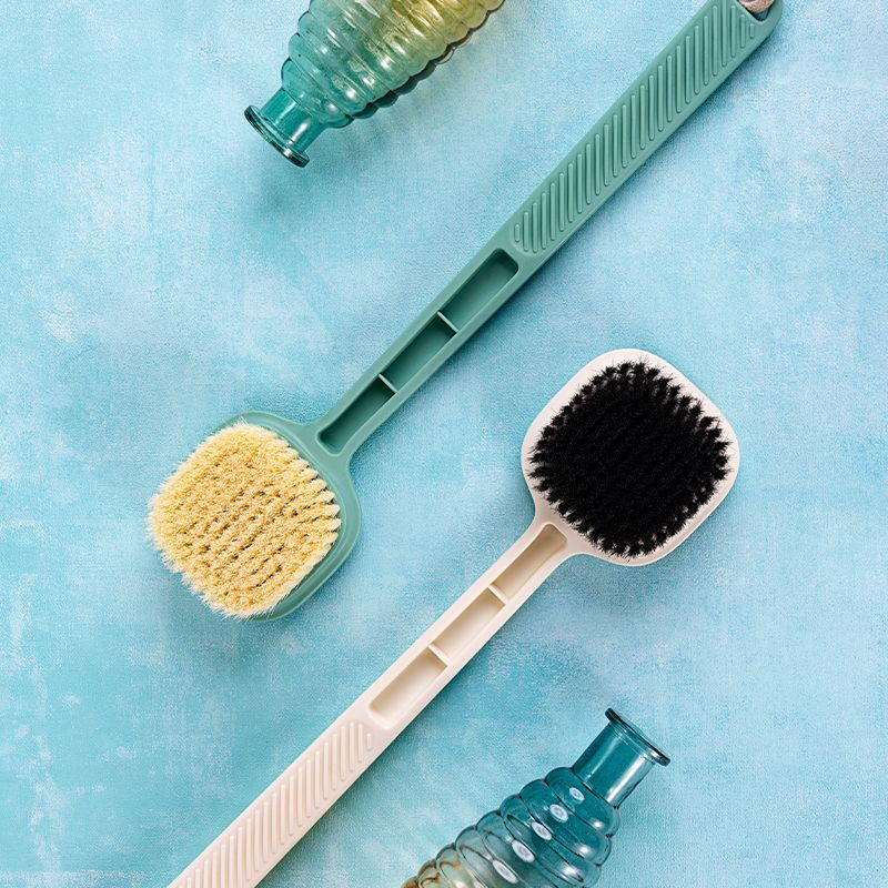 Yong Huan new bath brush long handle body rub back massage double-sided brush soft hair men and women bathing adult bath does not hurt the skin Nordic massage bath brush Morandi green 2 no specifications