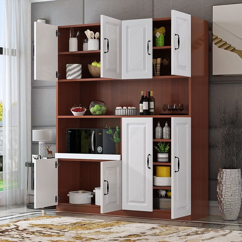 Fantasy European sideboard multifunctional kitchen cupboard wine cabinet living room wall integrated cabinet storage cabinet storage cabinet warm white 120+ European door.