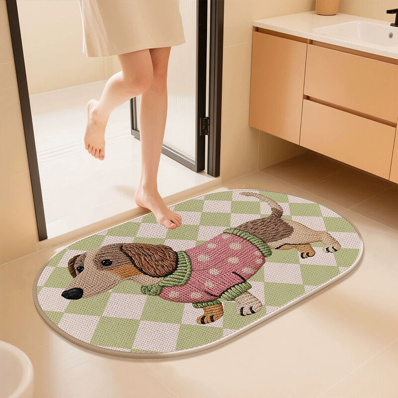 Wing Fantasy 5 three-dimensional pattern woven absorbent floor mat foyer blanket Apple Wang 40x60CM imitation linen woven soft cushion