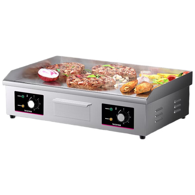 Lecon hand cake machine, commercial electric heating flat griddle and fryer all-in-one machine, electric heating stainless steel griddle, teppanyaki equipment for business stalls, LC-DK-820CG