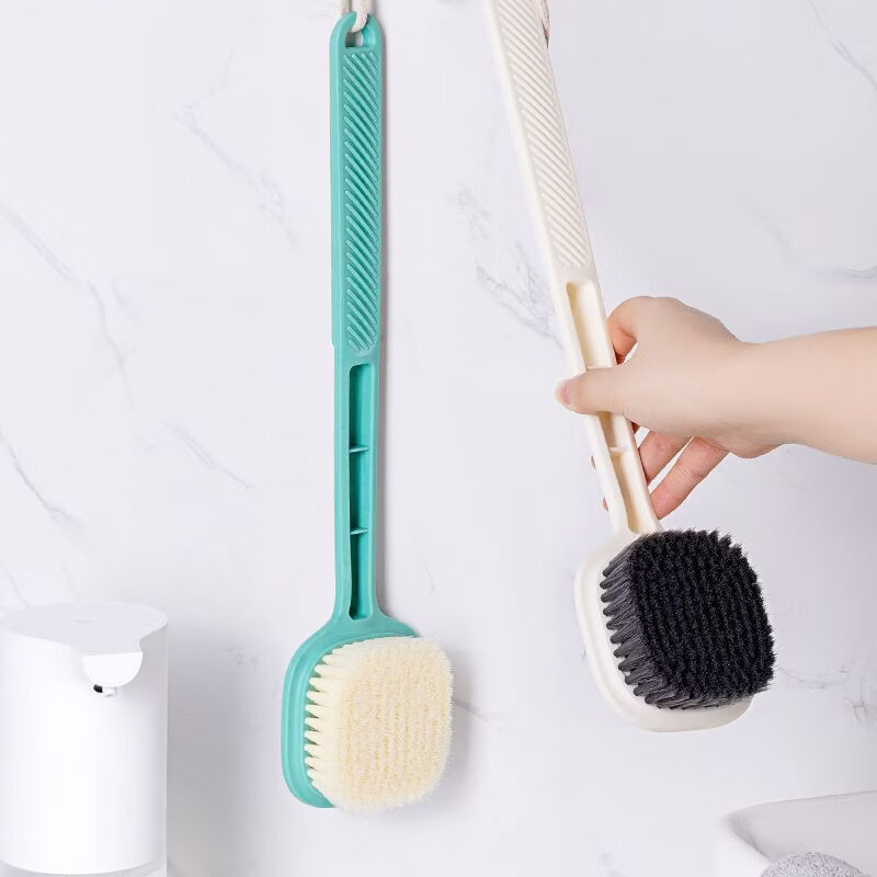Yong Huan new bath brush long handle body rub back massage double-sided brush soft hair men and women bathing adult bath does not hurt the skin Nordic massage bath brush Morandi green 2 no specifications