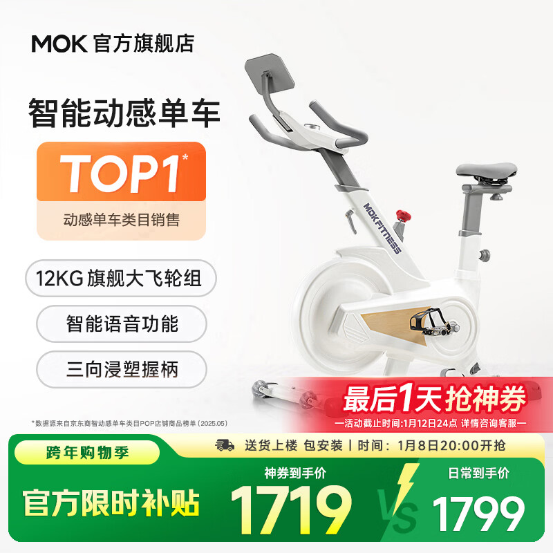 MOKFITNESSMOK (Mok)-S10 spinning bike home gym smart magnetic control professional weight loss exercise equipment silent S10Ultra (glacier white)