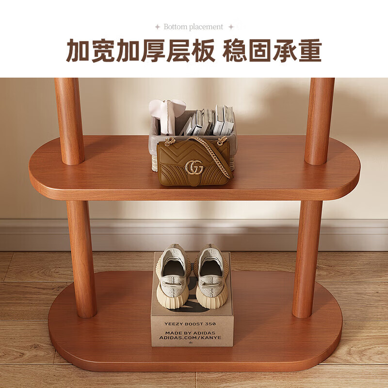 Quanpinwu solid wood clothes hanger floor-standing vertical coat rack bedroom clothes rack household clothes drying rack with hook multi-functional storage rack