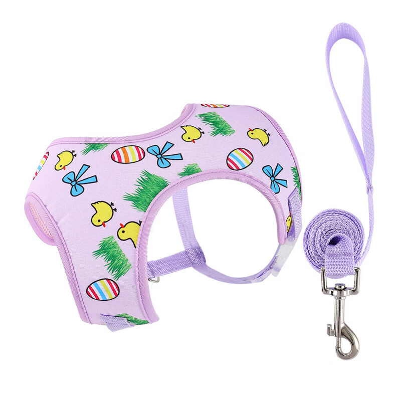 Miaopule Dog Leash Vest Style Small Dog Teddy Bichon Pomeranian Puppy Harness Pet Dog Chain Dog Walking Leash Easter S (3-5 catties recommended)