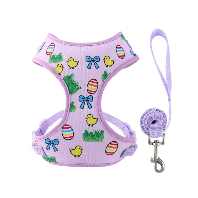 Miaopule Dog Leash Vest Style Small Dog Teddy Bichon Pomeranian Puppy Harness Pet Dog Chain Dog Walking Leash Easter S (3-5 catties recommended)