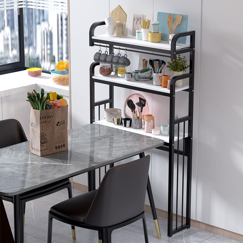 Miaopule sideboard storage rack dining table storage artifact storage rack floor-standing kitchen wall snack sundry rack storage rack white shelf + white 80 (inner diameter 75) 2 layers