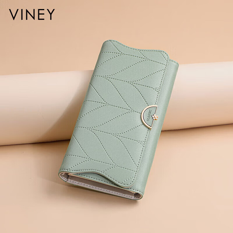 Viney cowhide women's wallet large capacity long clutch bag student multi-card slot coin purse foreign style light luxury wallet wallet