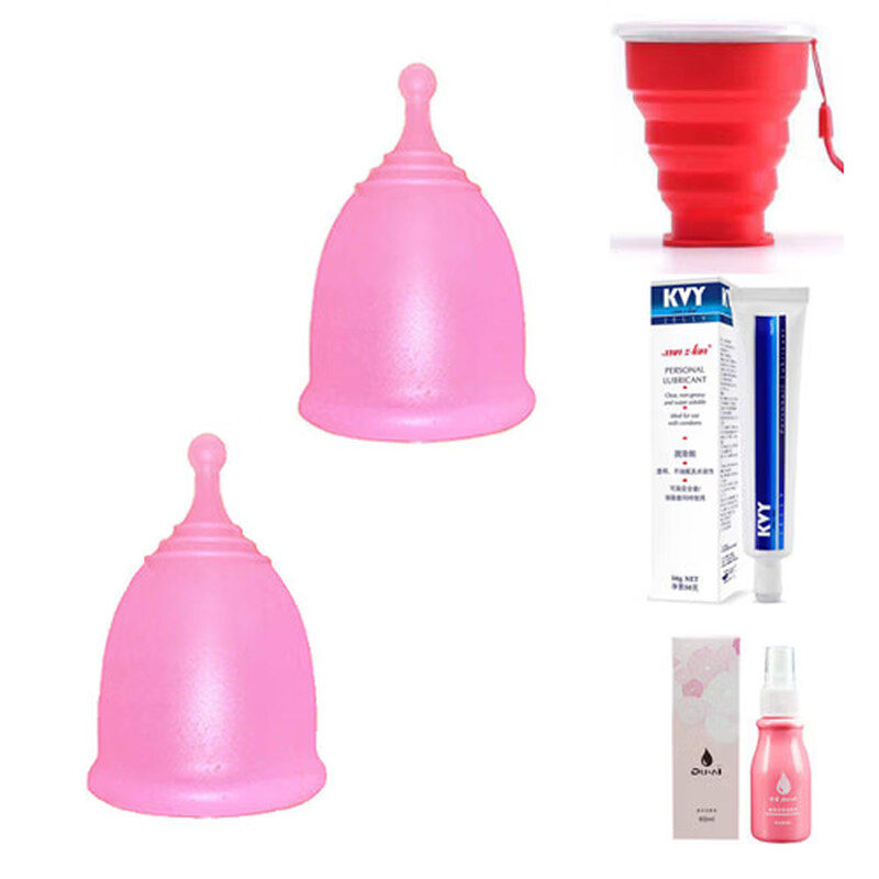1DOBNA menstrual cup, moon cup, built-in tampon, auntie cup artifact, menstrual leak-proof upgrade, two pieces + disinfectant lubricant + cleaning cup (remark size required) 1 piece