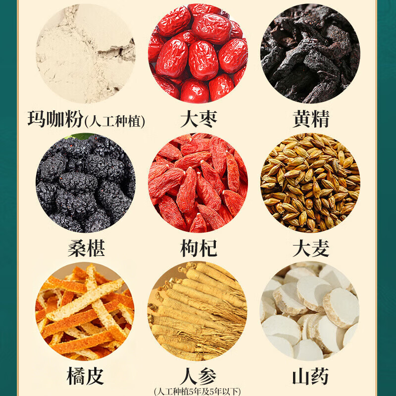 Beijing Tong Ren Tang ginseng, wolfberry, nine treasure tea, nourishing kidneys, strengthening yang, health-preserving tea, mulberry, maca powder, polygonatum, red dates, men's late night nourishing tea, 1 box, 40 bags, nourishing kidneys, strengthening yang and replenishing essence.