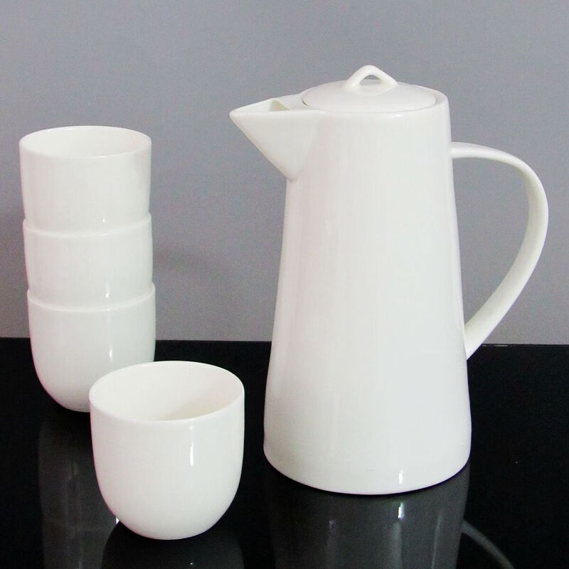 Pupan pure white bone china cold kettle large capacity fruit teapot hotel home cold kettle with filter hole ceramic water set single pot 0ml