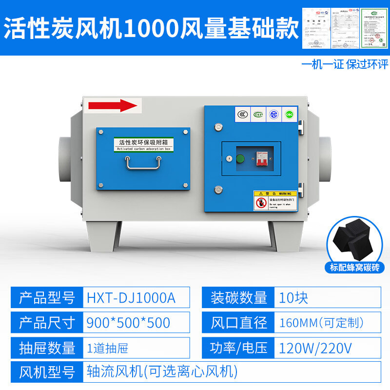 Shantou Lincun activated carbon adsorption box industrial waste gas purification paint mist filtration environmental protection equipment All1000 air volume basic model