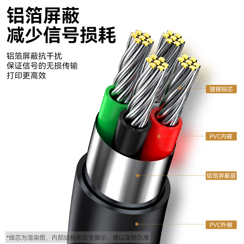 Shengwei (shengwei) printer data cable USB2.0 high-speed printing cable power interface connection cable universal HP HP Canon Epson printer cable black 3 meters AUB1030G