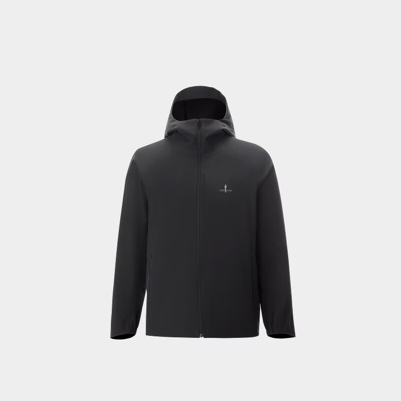 Biyinlefen three-proof performance fabric green soft shell spring and autumn men's outdoor commuting velvet knitted jacket hooded jacket 07 black XL (110)