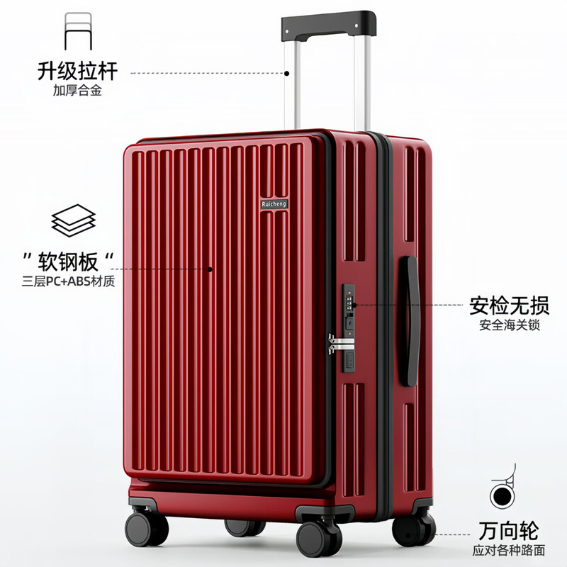 Chinese red wedding suitcase bride trousseau double layer explosion-proof zipper suitcase deep warehouse large capacity trolley case bridal red 26 inches double layer explosion-proof zipper - fully expanded large deep warehouse series