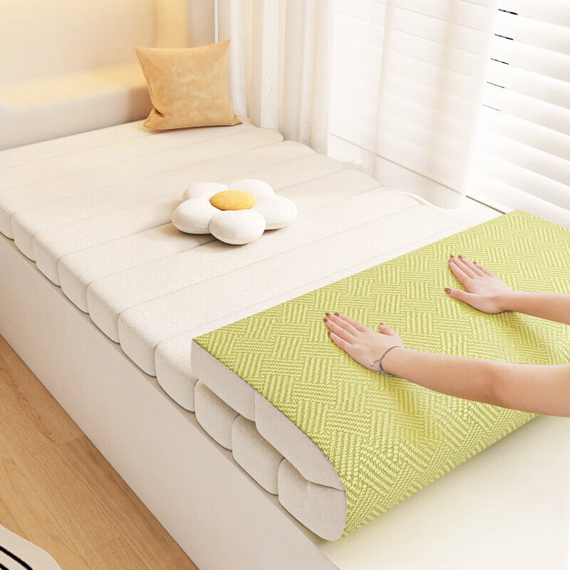 Xieying customized bay window mat and window sill mat, universal for all seasons, removable and washable, light luxury, summer rattan mat, balcony mat transformation artifact, ivory white, piano keys + green rattan mat (removable and washable) 1cm*1cm, trendy new product, double-sided use/removable and washable/easy to care for