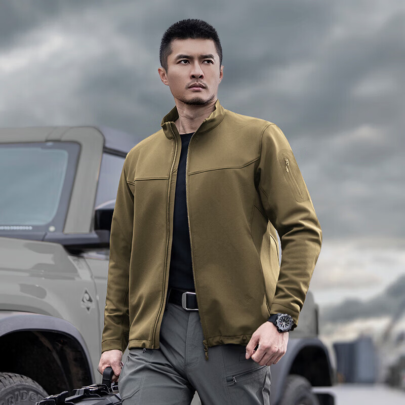 Dragon Tooth Fourth Generation Dragon Tooth Cold Front Tactical Soft Shell Jacket Enhanced Stand Collar Outdoor Leisure Sports Functional Jacket for Men Extreme Night Black 2XL 180/100A Weight 146-174 catties