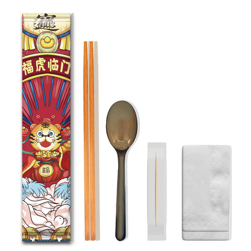 Outside the Great Wall, four-piece takeout restaurant four-in-one chopsticks set, Golden Deer four-side seal set, four 200 sets