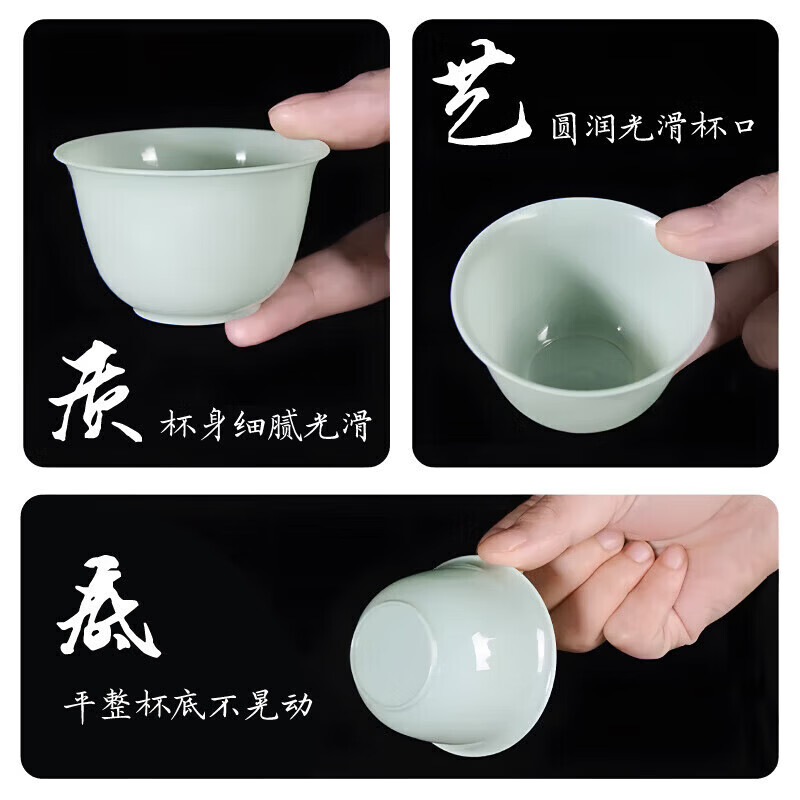 OIMG disposable tea cup Kung Fu tea high temperature resistant tea cup small mouth tableware high-end tea making environmentally friendly light luxury emerald green 50 pieces + cup holder