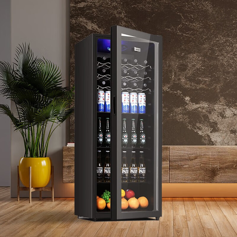 Royalstar high-looking ice bar household small energy-saving refrigerator cabinet fresh cabinet office wine cabinet beverage cabinet commercial single-door refrigerator tea transparent air-cooled trade-in 148D double-layer glass refrigerated micro-freezing LED light