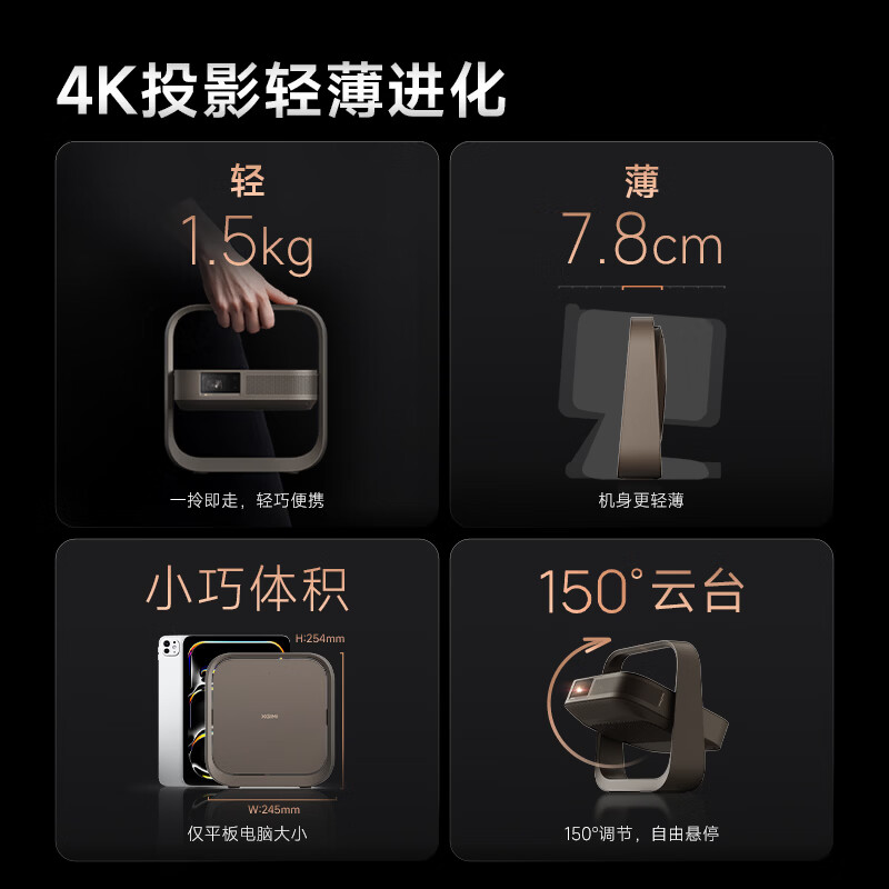 XGIMI Z9X 4K New Thin and Light 4K Optical Zoom Projector 1600ISO True Highlight Home Intelligent Pan-Tilt Projector National Subsidy