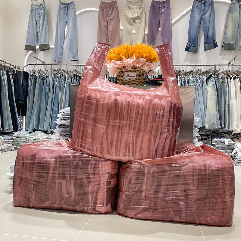 Wing Fantasy Moving Packing Bag Thickened Transparent Plastic Handbag Clothing Store Wholesale Large Bag Clothes Storage Bag Customized Brown Translucent Small 50*70+Side Width 20 20 pieces in stock 12 silk thickened