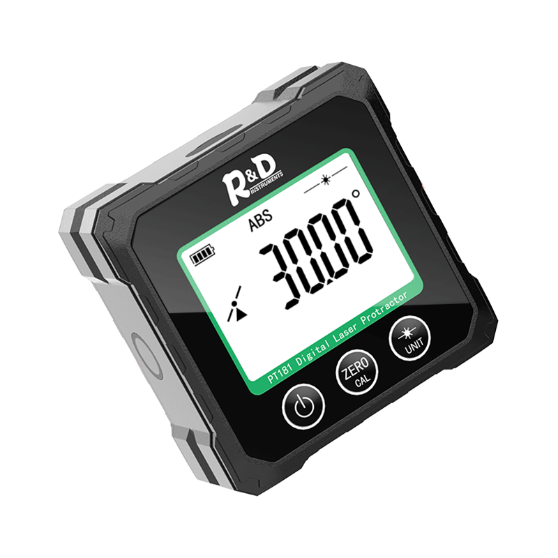 INSTRUMENTS R&D Laser Angle Meter Digital Display Inclinometer Five-sided Magnet High-Precision Multi-Function Angle Slope Measurement Level PT181-Red Laser-USB Charging