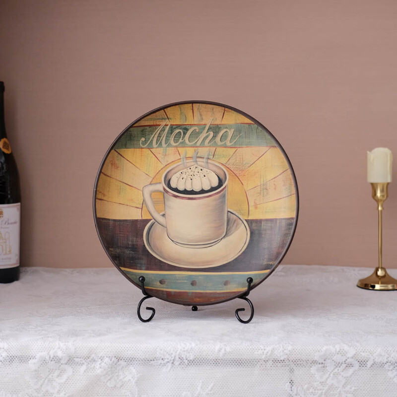 Yusenyi American 10-inch retro ceramic hand-painted disc decoration sitting plate hanging plate living room TV cabinet entrance hall crafts 1 free bracket or hook