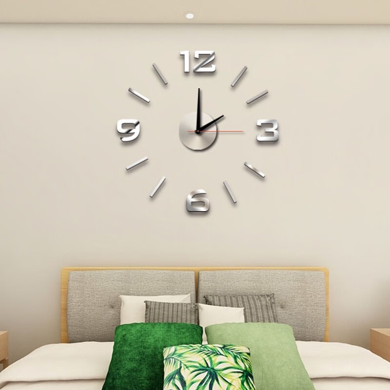 Drum group wall clock wall punch-free simple creative clock watch living room home bedroom wall sticker elegant black 40cm diameter