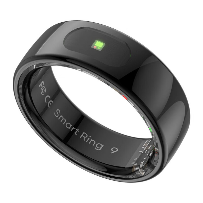 Universal smart ring for Apple mobile phones, good-looking gift for couples, step counting, running, measuring heart rate, blood oxygen, sleep, black, Hipto brand smart ring No. 7 (17.4mm)