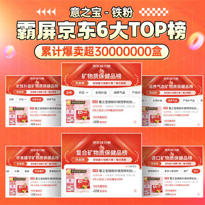 Yizhibao iron supplement powder for anemia Ferrolip pregnant women during pregnancy and lactation 2 boxes 20 bags/box