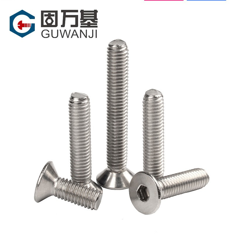 Guwanji 304 stainless steel flat head hexagonal screws, countersunk head hexagonal screws, flat cup hexagonal bolts M3x8 100 pieces