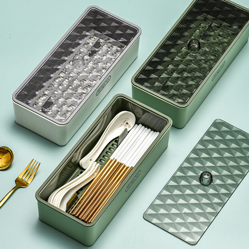 Chopstick box with lid for dust-proof and draining kitchen storage rack commercial chopsticks, spoons, cutlery and cutlery storage box gift green chopstick cage with lid for draining