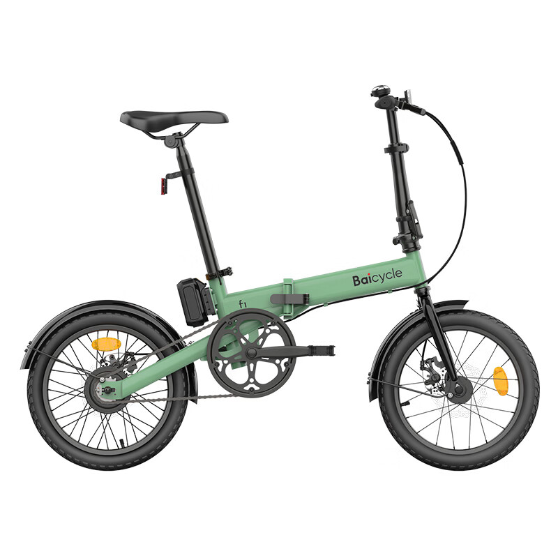BAICYCLE ultra-light electric power-assisted bicycle, fashionable transportation, three-fold portable lithium battery electric bicycle, small campus commuting F1 Forest Green丨New launch丨Ultra-light three-fold