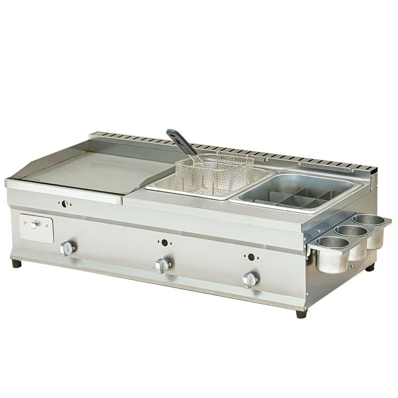 Guanshengde griddle fryer combination machine commercial gas hand cake squid teppanyaki stall multi-functional Oden cooking thickened 40 griddle + frying thickened 8 mm iron plate