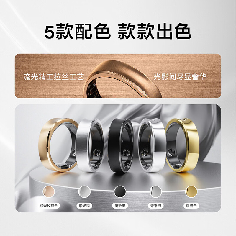 RingConnGen 3 Smart Ring Blood Pressure Insight AI Health Vibration Reminder Heart Rate Blood Oxygen Sleep Monitoring Smart Ring Gen3 Future Silver No. 12