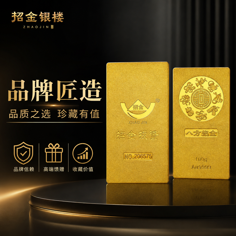 Zhaojinyinlou gold bar gold investment gold bar 10g pure gold 9999 pure gold gold flakes 20g Jingdong financial accumulation gold ornaments gift 20g advanced strength model