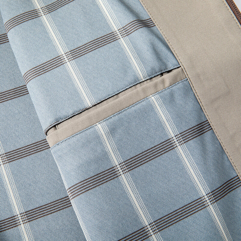 MONTAGUT Mulberry Silk Men's Breathable Jacket Casual Lapel Inner Plaid Solid Color Men's Jacket JC Khaki XL