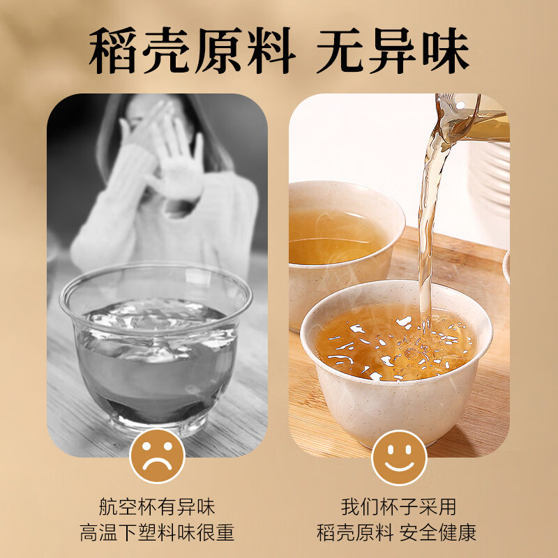 Fantasy high-end disposable tea cup rice husk drinking tea Kung Fu small tea cup mini small rice fragrant cup tea set 1000 tea ceremony cups * 20 packs less than 200mL
