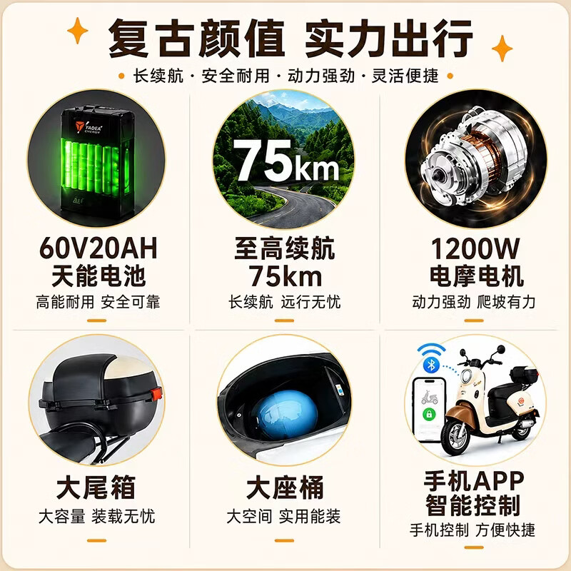 Five-star diamond leopard electric motorcycle G15 long-range electric motorcycle 60V20AH lead-acid battery smart men and women mobility battery car takeaway commuter high-speed electric motorcycle green