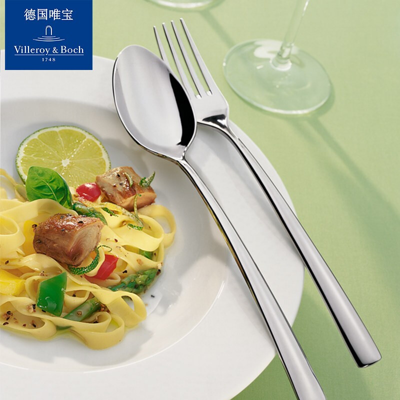 German Villeroy & Boch Piermont series imported knife and fork set 1810 stainless steel knife and fork household Western food knife, fork and spoon tableware 4-piece set