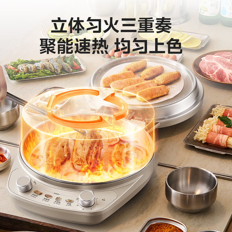 Midea small steel cannon electric pancake pan stainless steel 0 coating with regular flame adjustment 2026 new household 40mm enlarged and deepened double-sided heating pancake pancake pan electric frying pan self-operated SE1
