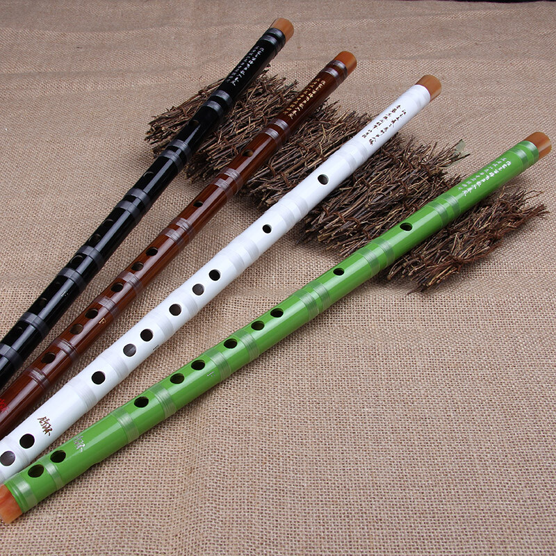 Shuhuai musical instrument (shuhuai) Shuhuai exquisite beginner's one-piece transverse flute bitter bamboo flute with teaching, zero-based entry-level musical instrument for adults and children, segmented version in F key (white)