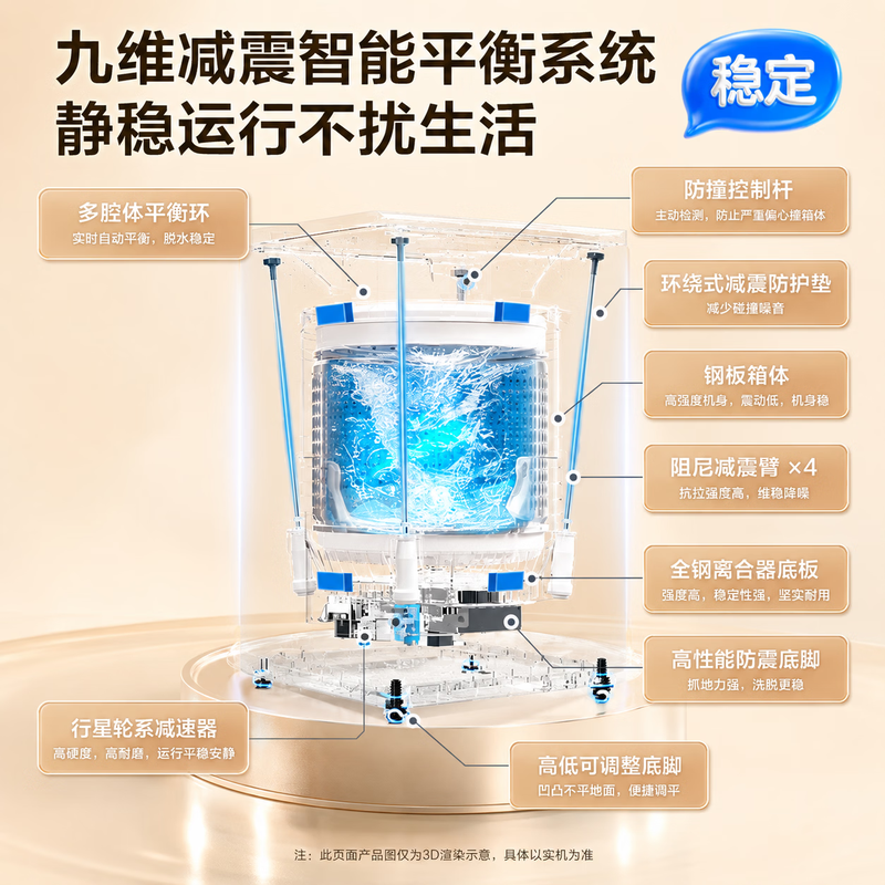 Haier pulsator washing machine fully automatic 8.5 kg household large capacity ultra-clean high cleaning ratio first-class energy efficiency nine-dimensional shock absorption trade-in XQB85-Z1VE0